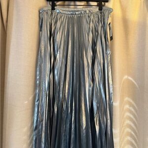 LAUREN/POLO RALPH LAUREN Suzu Pleated Metallic Midi Skirt Plus Size 12 NWT